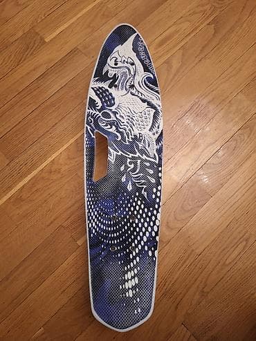 skater: Plastik kruizer skeytbord – mavi-ağ rəngli, üzərində şərq motivli — 1