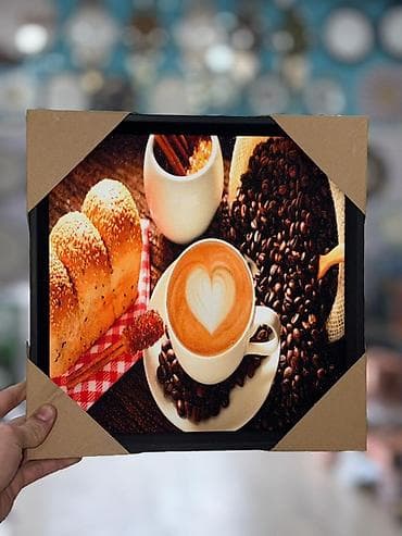 qar şekili: Kofe mövzulu divar tabloları – 4 fərqli dizayn Divar tablosu koffe — 4
