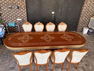 həsir stol stul: Qonaq otağı üçün, Açılmayan, Oval masa, 8 stul — 3