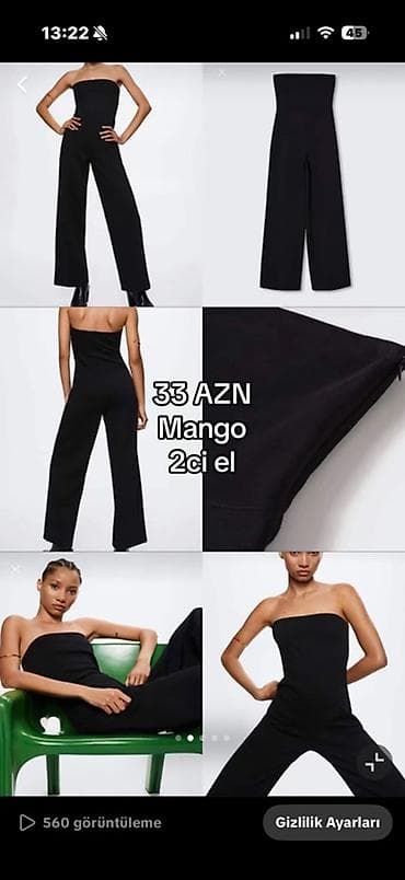 mikhael kors: Mango strapless kombinezon – qara rəngdə, geniş paça kəsimli. Üst — 1