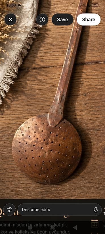 mis samavar: Qədimi mis kəfgir - Material: təmiz mis - İstehsal dövrü: köhnə dövr — 2