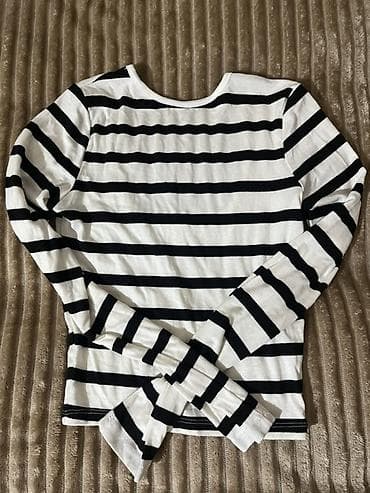 ağ koftalar: Zolaqlı uzunqollu köynək/bluz - Rəng: ağ üzərində qara eninə zolaqlar — 1