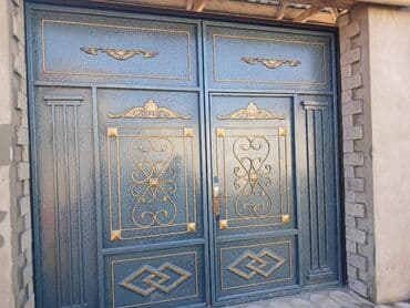 жер тошок: Железо Дворовые ворота, Распашные, 3 м, Механические, С дверью, цвет - Голубой, Нет кредита, Платная установка, Платная доставка — 45