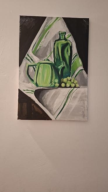 Akril tablo – “Yaşıl natyurmort” - Texnika: kətan üzərində akril boya