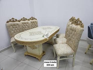 taxta qapllar: Qonaq otağı üçün, Yeni, Açılmayan, Oval masa, 6 stul — 1