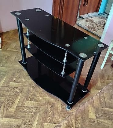 купить кухонную мебель бу: Б/у, Прямой ТВ стенд, С полками, Стеклянный, Азербайджан — 2