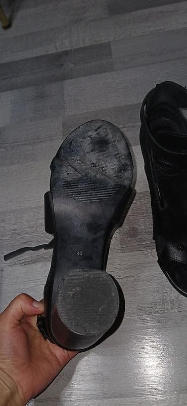 basanoşka: Qadın sandal/kandalları – qara rəng - Material: yumşaq dəri üst — 4