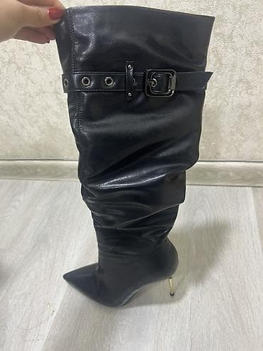 Сапоги: Сапоги, Размер: 39, цвет - Черный, Новый — 1