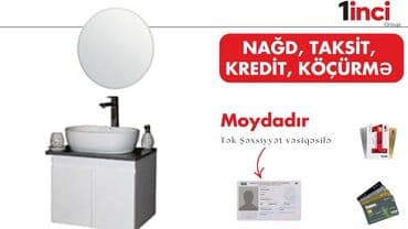 Mətbəx/vanna otağı üçün moydadır dəsti - Üstə yuvarlaq güzgü - Üst