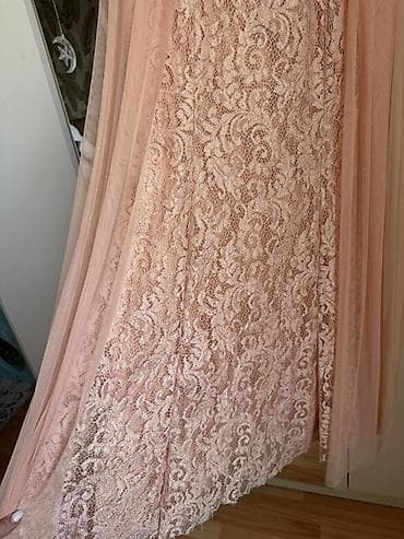 Tüp-şaftalı (pudra) rəngdə zərif axşam/ziyafət donu Razmer -40-42 - — 2