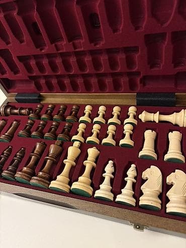 İdman alətləri: Gold Knight Chess Set – Taxta şahmat dəsti Magnit+taxta - — 3