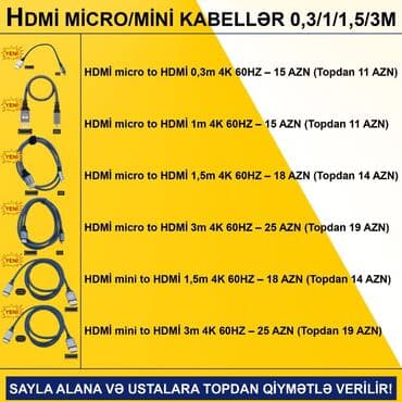 Polo köynəklər: HDMİ Micro/Mini Kabellər SAYLA ALANA VƏ USTALARA TOPDAN QİYMƏTLƏ — 2