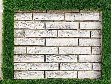 Ağ dekorativ daş panel – kərpic fakturalı - Material: dekorativ daş
