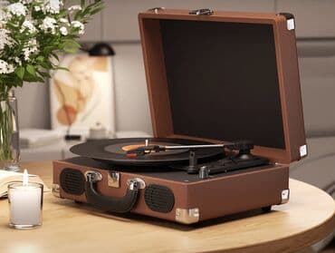 виниловый проигрыватель баку: Retro patefon val oxudan. Retro dizaynlı, müasir funksiyalara sahib — 1