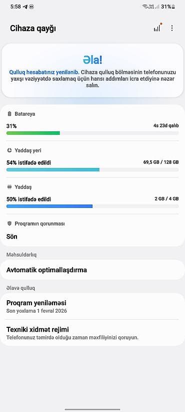 paltar yuyan 6 k: Samsung Galaxy A32, 128 GB, rəng - Qara, Barmaq izi — 3