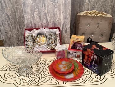 обеденный сервиз: Çay dəsti, rəng - Qırmızı, Şüşə — 1