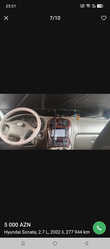 w210 diskler: Hyundai Sonata: 2.7 l | 2002 il Sedan — 1
