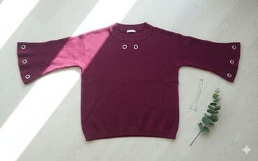 Qadın sviteri – mərakeş qırmızı/bordo rəng - Model: geniş ¾ qol — 2