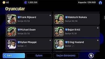 EFootball hesabı – güclü heyət və yüksək kollektiv güc Xüsusiyyətlər — 3