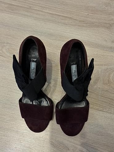 qadın ayaqqabılar: Prada qadın yüksək daban ayaqqabısı - Model: Açıq burunlu, kəsikli — 2