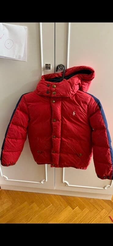 утепленная детская куртка: Uşaq üçün qışlıq şişmə gödəkçə 7-8 yash - Rəng: qırmızı, qolların yan — 1