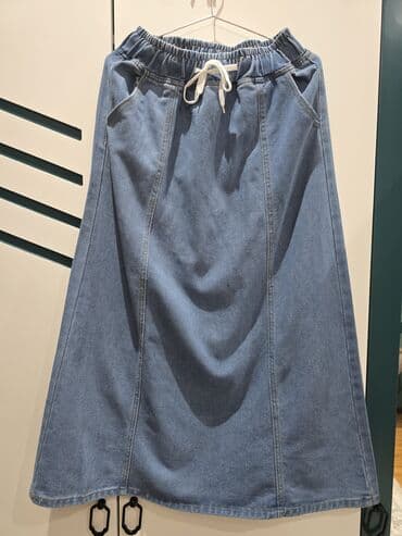 Teze M razmer cins. Məlumat: - Model: cins ətək - Rəng: açıq mavi