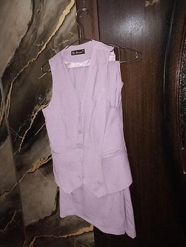 steqan qadın ətəkləri: Bənövşəyi rəngdə qadın dəst – jilet və ətək - Brend: Monza - Üst — 2