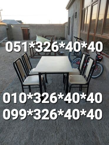 Masa və oturacaq dəstləri: Qonaq otağı üçün, Yeni, Dördbucaq masa, 6 stul — 5