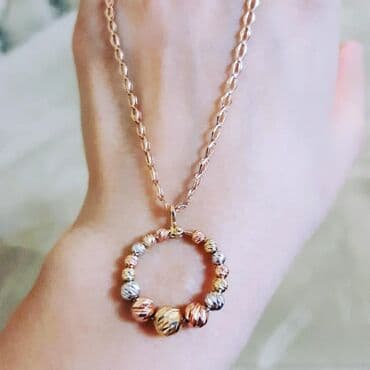 qaş sabitləyici: Boyunbağı, Pandora, Çəhrayı qızıl, 585 Əyar, 424 g — 2