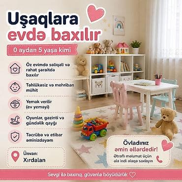 oyun alanı: Uşaqlara evdə baxılır – 0 aydan 5 yaşa kimi - Öz evimdə səliqəli və — 2