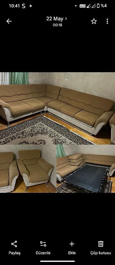 kreslo krovat: Künc divan, 2 kreslo, Açılan — 1