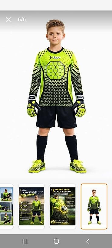 futbol corabı: Uşaq qapıçı dəsti – Liggo markası, 6 parça set Tərkib: - Forma — 6