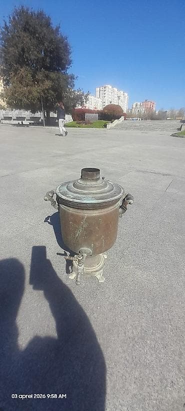 şifer ucuz: Köhnə üslubda hazırlanmış mis samovar, çay hazırlamaq və ya dekorativ — 1