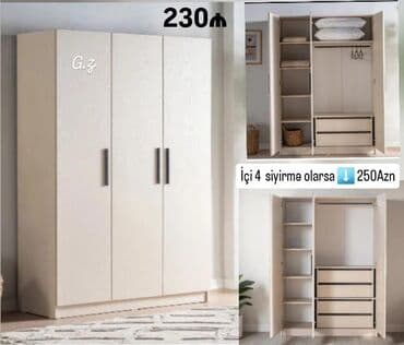 Açılan, 3 qapılı Düz dolab, Qarderob, paltar dolabı