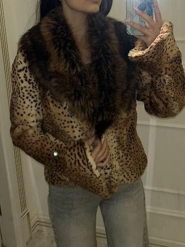 военная форма: Qadın kürkü – natural leopard naxışlı, tünd qəhvəyi tüklü geniş şal — 1