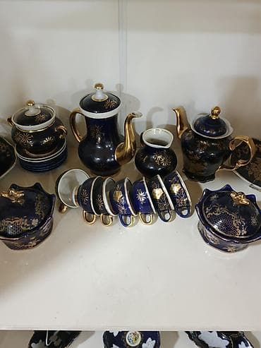 cayniy serviz: Çay dəsti, rəng - Göy, Farfor — 2