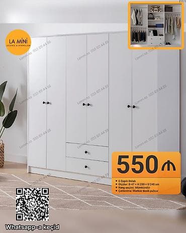 6 qapılı dolab – LA Mini (Laconic &amp; Minimalism) - Ölçülər: D 47 ×