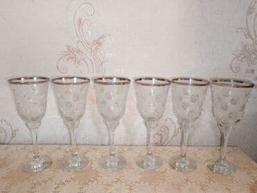 Mətbəx aksesuarları: Qədəhlər, rəng - Gümüşü, Şüşə, 6 ədədli dəst, Türkiyə — 9