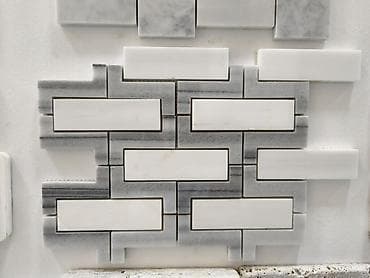 Modern mozaik kafel paneli - Material: Təbii daş (ağ və boz mərmər