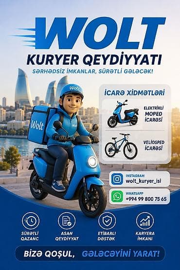 Moto-kuryer tələb olunur, Gündəlik ödəniş, Təcrübəsiz lalafo.az -da Moto-kuryer tələb olunur, Gündəlik ödəniş, Təcrübəsiz