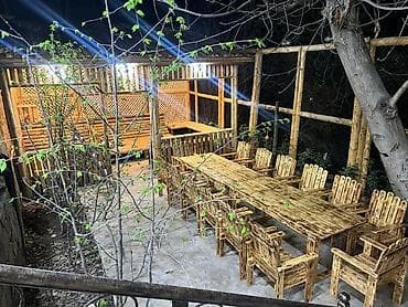 bag evi mebelleri: Yeni, Kvadrat masa, Açılmayan, Stullar ilə, Taxta, Azərbaycan — 7