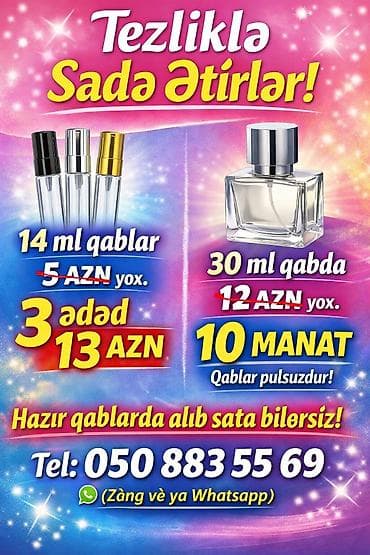 firyus gence: Sade ətirlər – hazır qablaşdırmada - 14 ml qablar: 3 ədəd 13 AZN - 30 — 1
