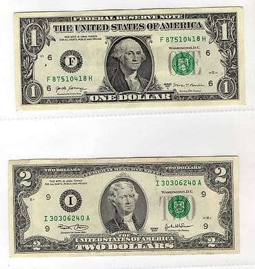 dollar buketi: ABŞ dollar banknotları dəsti (1$ və 2$) Təsvir: - 1 ABŞ dolları – — 1