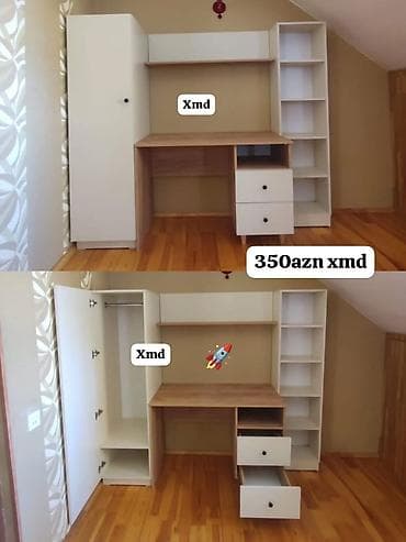 Uşaqlar otağı üçün modul iş masası və saxlama dəsti - Kombo dəst