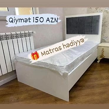 Çarpayılar: Tək nəfərlik çarpayı – modern dizaynlı, ağ rəngdə korpus. Yataq — 1