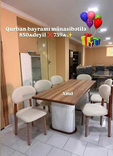 stulla: Qonaq otağı üçün, Açılmayan, Oval masa, 6 stul — 2