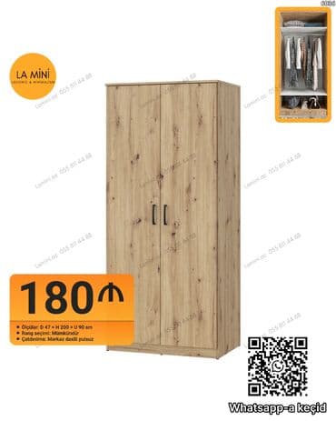 Açılan, 2 qapılı Düz dolab, Qarderob, paltar dolabı
