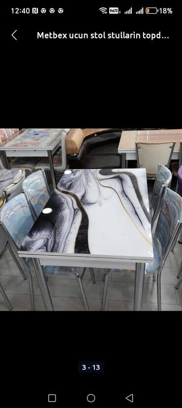 quxna stulu: Mətbəx üçün, Yeni, Açılan, Dördbucaq masa, 4 stul — 1