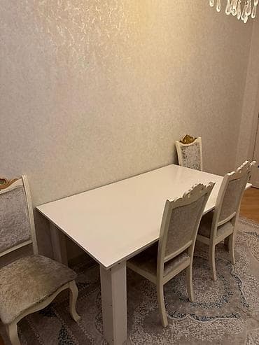 klassik metbex mebeli: Qonaq otağı üçün, Açılmayan, Dördbucaq masa, 6 stul — 2