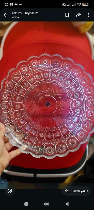 Şüşə və metal dekorlu servis dəsti - 32 sm böyük şirniyyat/fruit